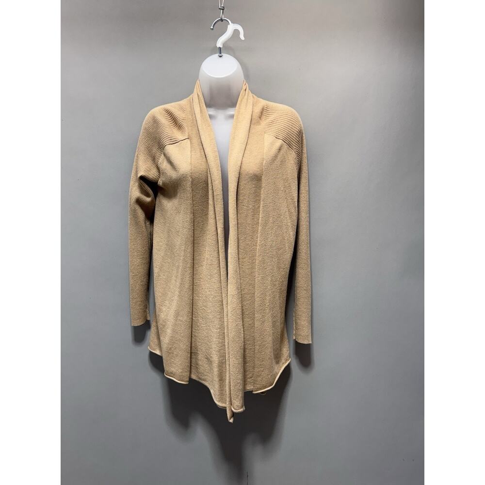 Stylus Tan Cotton Wool Blend Cardigan Sweater Open Front Women’s Size Medium
